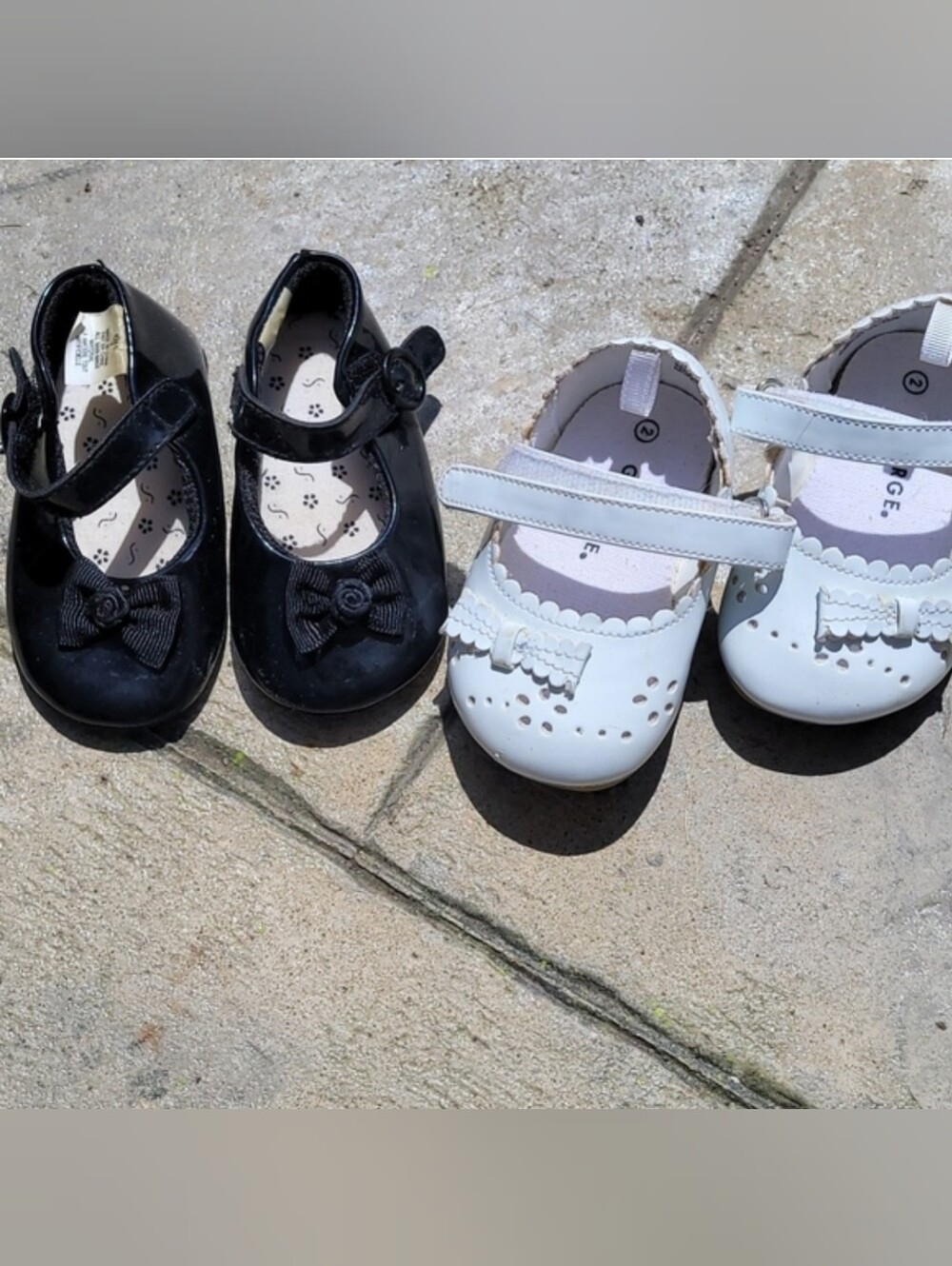 Baby girl size 2 set of 2 pair dressy formal holiday shoes white and black